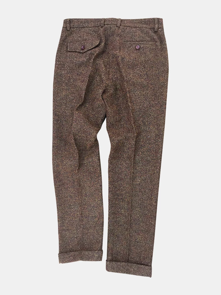 Annual Ring BEST SELLERS British Retro Brown Tweed Double Pleated Trousers 2 Annual Ring BEST SELLERS British Retro Brown Tweed Double Pleated Trousers
