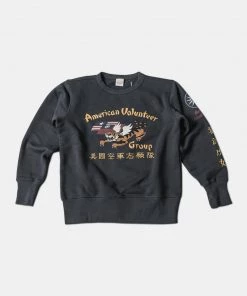 Non Stock MFG. CO. TOPS Flying Tigers Military Print Sweatshirt - Black