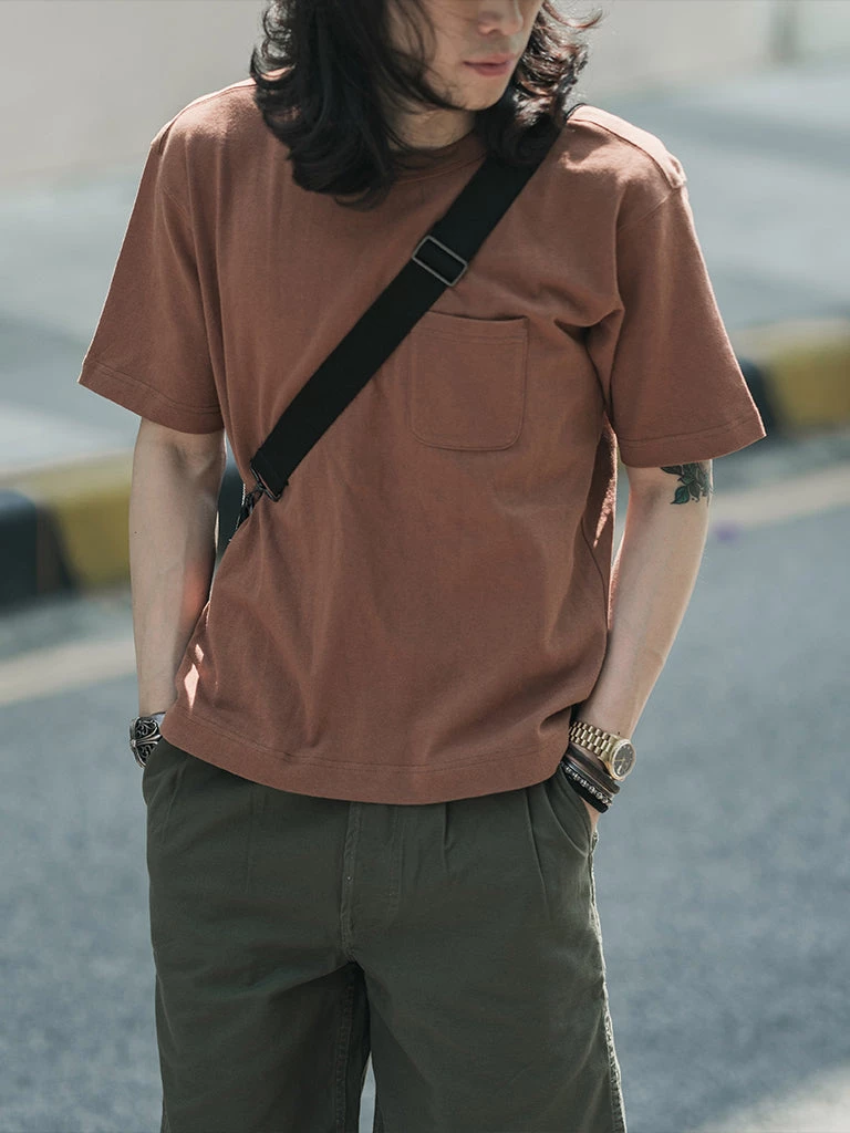 Non Stock MFG. CO. TOPS 9.8 Oz Cotton Classic Pocket T-Shirt - Light Brown 2 Non Stock MFG. CO. TOPS 9.8 Oz Cotton Classic Pocket T-Shirt - Light Brown