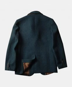 Annual Ring TOPS Blue-Grey Herringbone Tweed Suit Jacket