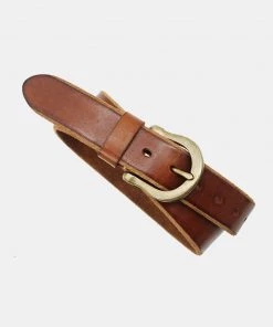 Old Selling Leather Vintage Brass Buckle Leather Belt - Brown ACCESSORIES
