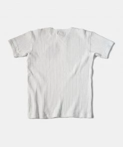 Bronson MFG. CO. TOPS 11 Oz Retro Ribbed Cotton Henley T-Shirt - White