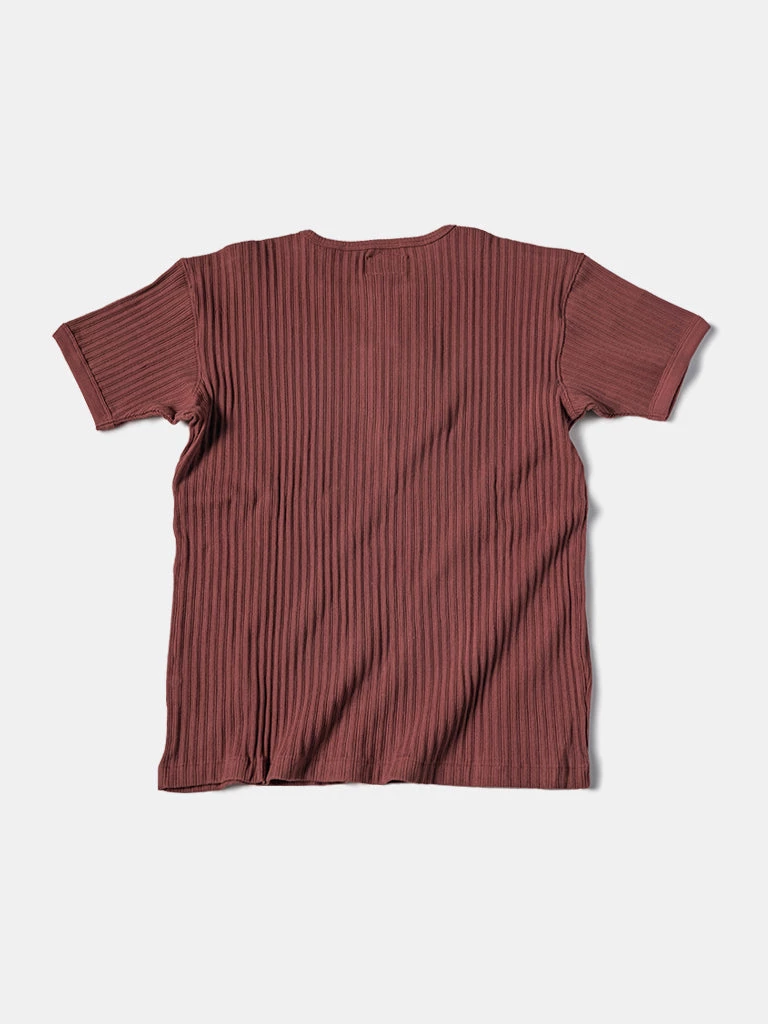 Bronson MFG. CO. 11 Oz Retro Ribbed Cotton Henley T-Shirt - Wine Red TOPS 2 Bronson MFG. CO. 11 Oz Retro Ribbed Cotton Henley T-Shirt - Wine Red TOPS