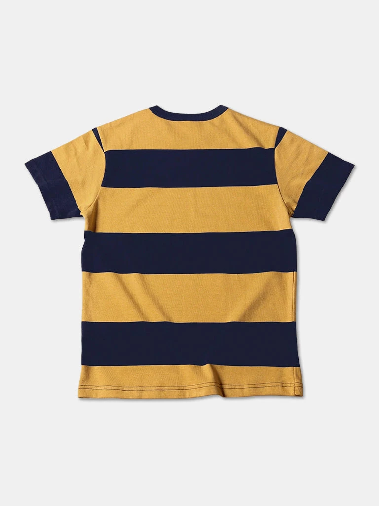 Non Stock MFG. CO. TOPS Michigan Yellow & Navy Wide Stripe T-Shirt 2 Non Stock MFG. CO. TOPS Michigan Yellow & Navy Wide Stripe T-Shirt