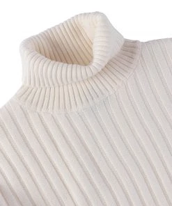 Annual Ring Merino Wool Roll Neck Sweater - White