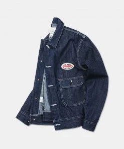 Ranger Overall Embroidered Double Pocket Denim Work Jacket - Demin Blue