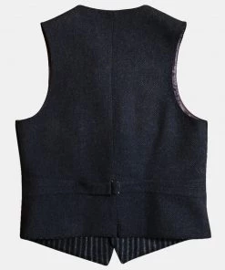 Annual Ring Black & White Striped Tweed Vest TOPS