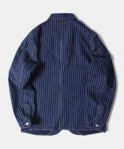 Bob Dong TOPS Lot BW0927 Wabash Indigo Railroad Work Stripe Jacket