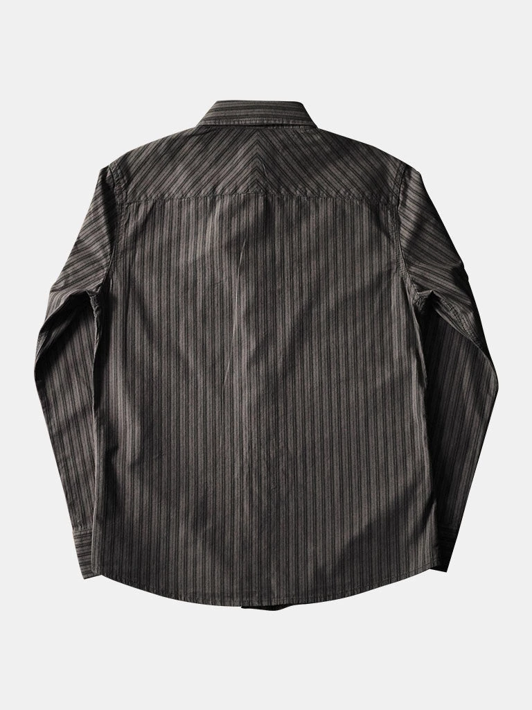 Annual Ring 1930s 6 Oz Yarn-Dyed Dobby Taupe Brown Striped Work Shirt 2 Annual Ring 1930s 6 Oz Yarn-Dyed Dobby Taupe Brown Striped Work Shirt