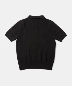 Annual Ring Retro Knitted Jacquard Polo Shirt - Black May 2022