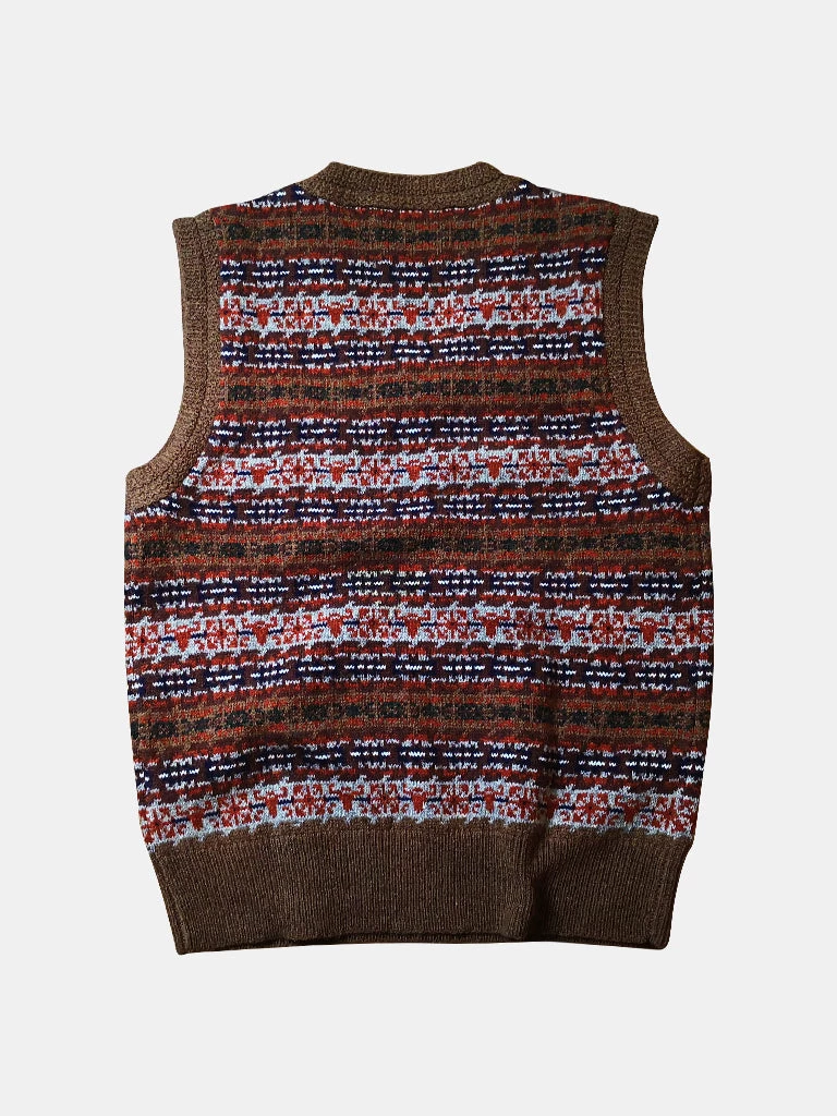 Annual Ring Shetland Wool Fair Isle Sweater Vest - Camel 2 Annual Ring Shetland Wool Fair Isle Sweater Vest - Camel