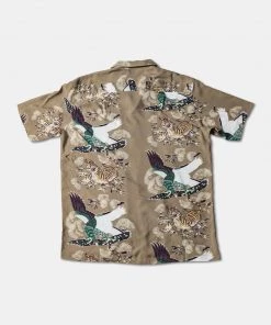 Non Stock MFG. CO. June 2022 Ukiyo-e Tiger & Crane Pattern Aloha Shirt - Khaiki