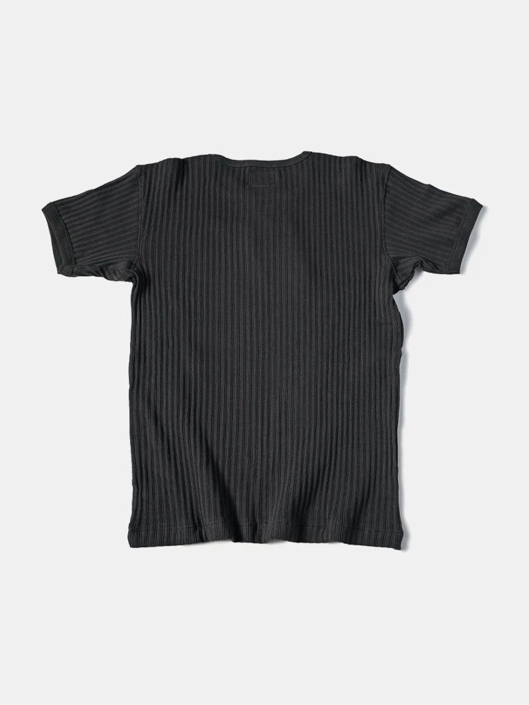 Bronson MFG. CO. BEST SELLERS 11 Oz Retro Ribbed Cotton Henley T-Shirt - Black 2 Bronson MFG. CO. BEST SELLERS 11 Oz Retro Ribbed Cotton Henley T-Shirt - Black