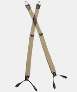 Bronson MFG. CO. Back In Stock Old-Time X-Back Leather Button Suspender - Khaki