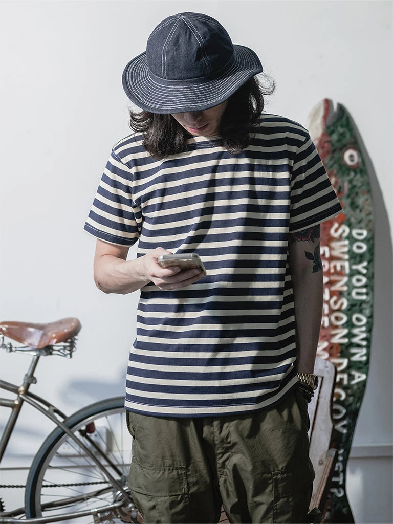 Bronson MFG. CO. French Sailor Boat Neck Breton Stripe T-Shirt - Navy/White BEST SELLERS 2 Bronson MFG. CO. French Sailor Boat Neck Breton Stripe T-Shirt - Navy/White BEST SELLERS