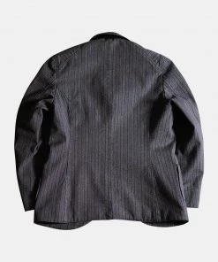 Annual Ring 1900s French Salt & Pepper Striped Chambray Sack Jacket BEST SELLERS