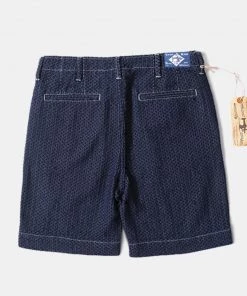 Bob Dong Lot DW7806 Yarn-Dyed Denim Wabash Sashiko Shorts BOTTOMS