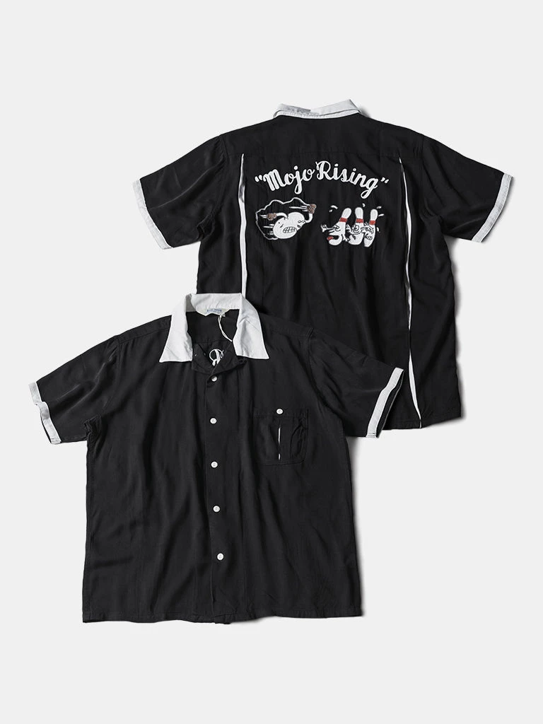 Non Stock MFG. CO. Loose Embroidery Bowling Shirt - Black May 2022 1 Non Stock MFG. CO. Loose Embroidery Bowling Shirt - Black May 2022