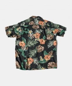 Non Stock MFG. CO. Plants & Flowers Pattern Aloha Shirt - Black Back In Stock