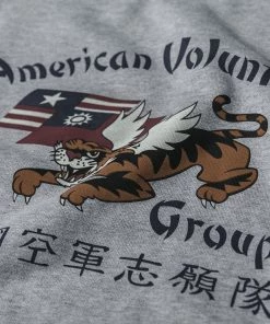 Non Stock MFG. CO. Flying Tigers Military Print Sweatshirt - Gray