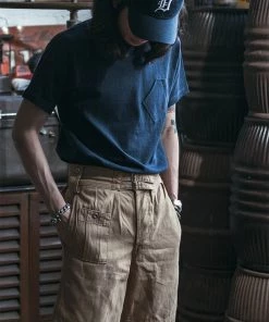 Bronson MFG. CO. TOPS 1930s Slanted Pocket Tubular T-Shirt - Navy