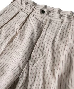 Non Stock MFG. CO. May 2022 Loose Double Pleated Striped 10.5 Oz Linen Shorts
