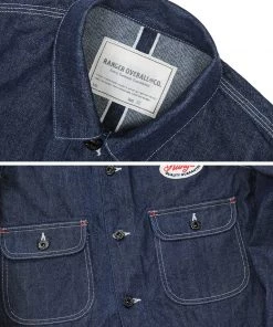 Ranger Overall Embroidered Double Pocket Denim Work Jacket - Demin Blue