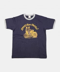 Non Stock MFG. CO. Retro Rider Print Motorcycle Short Sleeve T-Shirt - Navy