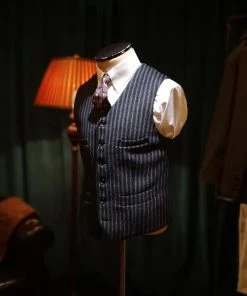 Annual Ring Black & White Striped Tweed Vest TOPS