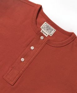 Bronson MFG. CO. Vintage Short Sleeve Henley T-Shirt - Red Back In Stock 22 Bronson MFG. CO. Vintage Short Sleeve Henley T-Shirt - Red Back In Stock