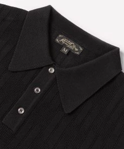 Annual Ring Retro Knitted Jacquard Polo Shirt - Black May 2022 21 Annual Ring Retro Knitted Jacquard Polo Shirt - Black May 2022
