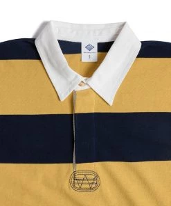Non Stock MFG. CO. Classic Fit Striped Jersey Rugby Shirt - Yellow And Navy Blue Stripe TOPS