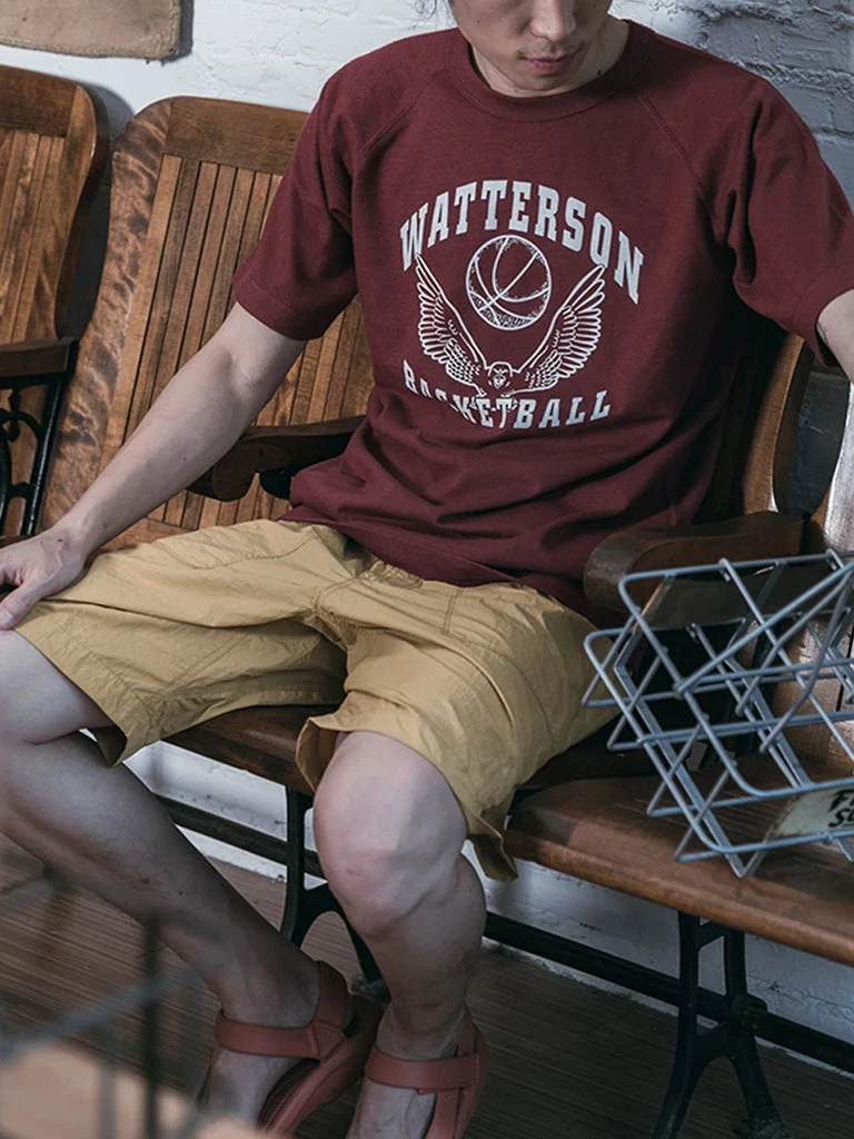 Non Stock MFG. CO. June 2022 Vintage Watterson Basketball Print Raglan Sleeve T-Shirt - Wine Red 4 Non Stock MFG. CO. June 2022 Vintage Watterson Basketball Print Raglan Sleeve T-Shirt - Wine Red
