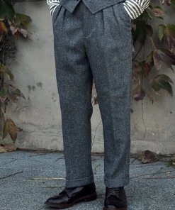 Annual Ring 1940s Hollywood Waistband Coloured Speckle Tweed Trousers