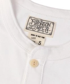 Bronson MFG. CO. Retro Long Sleeve Henley T-Shirt - White May 2022