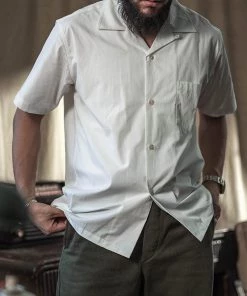 Bronson MFG. CO. Classic Panama Open Collar Shirt - Ivory White