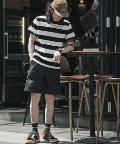 Non Stock MFG. CO. Heavyweight Cotton Wide Striped T-Shirt - Black 17 Non Stock MFG. CO. Heavyweight Cotton Wide Striped T-Shirt - Black