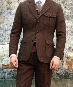 Annual Ring Half Norfolk Tweed Jacket - Brown