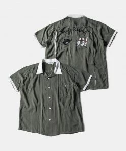 Non Stock MFG. CO. Loose Embroidery Bowling Shirt - Green