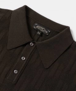 Annual Ring Retro Knitted Jacquard Polo Shirt - Vintage Olive