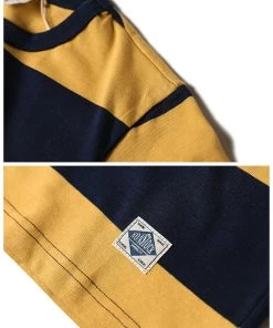 Non Stock MFG. CO. TOPS Michigan Yellow & Navy Wide Stripe T-Shirt 7 Non Stock MFG. CO. TOPS Michigan Yellow & Navy Wide Stripe T-Shirt