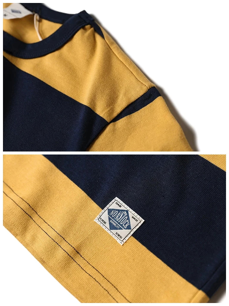 Non Stock MFG. CO. TOPS Michigan Yellow & Navy Wide Stripe T-Shirt 4 Non Stock MFG. CO. TOPS Michigan Yellow & Navy Wide Stripe T-Shirt
