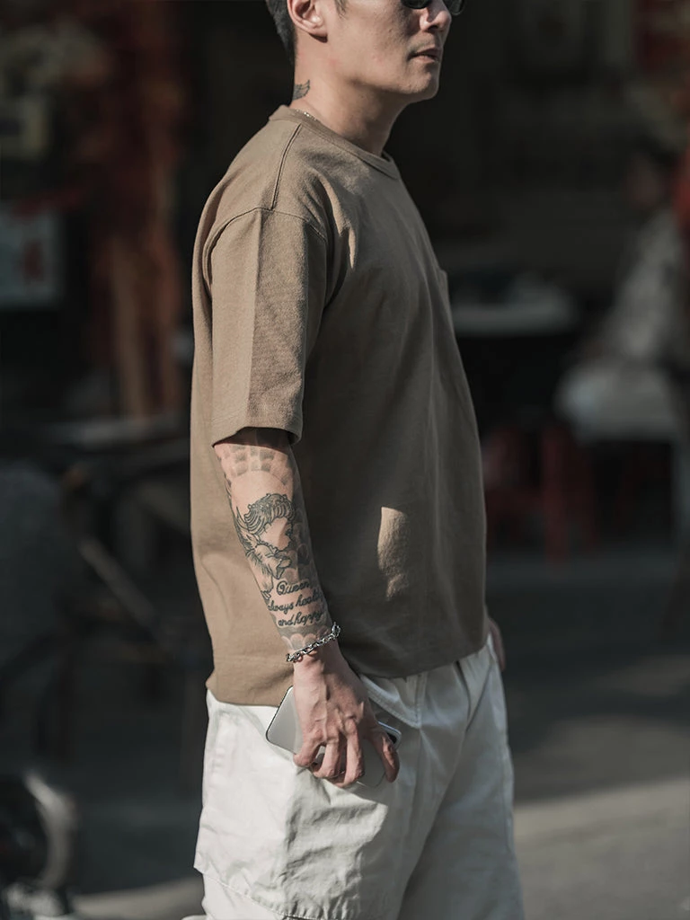 Non Stock MFG. CO. 9.8 Oz Cotton Classic Pocket T-Shirt - Khaki TOPS 3 Non Stock MFG. CO. 9.8 Oz Cotton Classic Pocket T-Shirt - Khaki TOPS