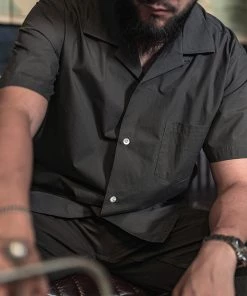 Bronson MFG. CO. Classic Panama Open Collar Shirt - Dark Gray