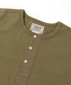 Bronson MFG. CO. Vintage Short Sleeve Henley T-Shirt - Green
