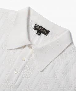 Annual Ring Retro Knitted Jacquard Polo Shirt - White BEST SELLERS