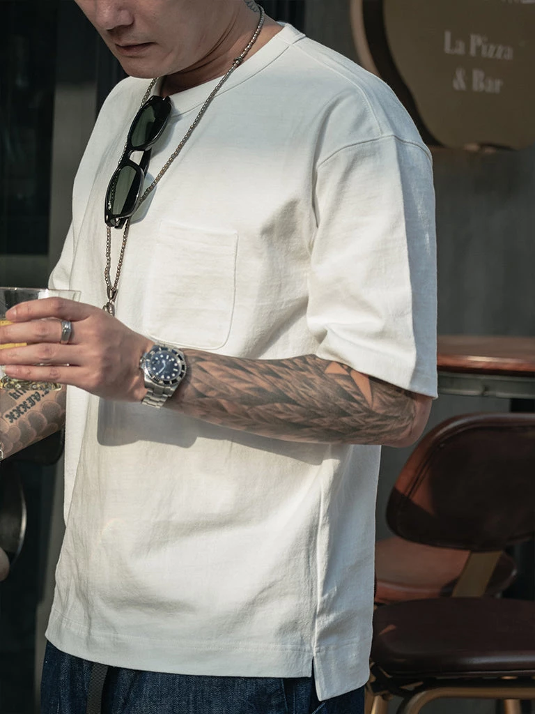 Non Stock MFG. CO. 9.8 Oz Cotton Classic Pocket T-Shirt - White TOPS 3 Non Stock MFG. CO. 9.8 Oz Cotton Classic Pocket T-Shirt - White TOPS