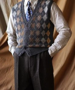 Annual Ring Shetland Wool Argyle Sweater Vest TOPS