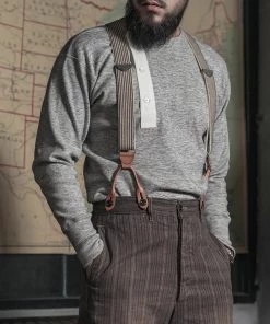 Bronson MFG. CO. 14 Oz Side Closing Henley T-Shirt - Gray