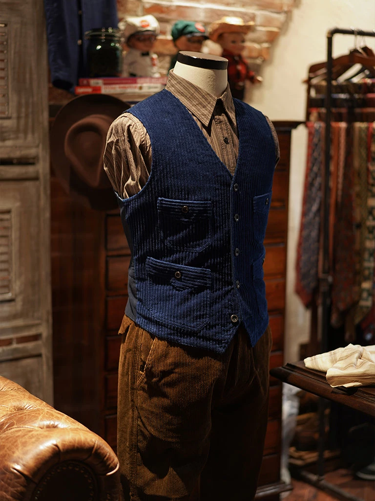 Annual Ring 1920s Indigo Corduroy Work Vest 3 Annual Ring 1920s Indigo Corduroy Work Vest